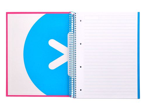 Caderno espiral din a4 antartik capa forrada 120 f 100 gr pautado 5 bandas de cores 4 furos cor rosa f. ,  , 74546 , 8423473745469